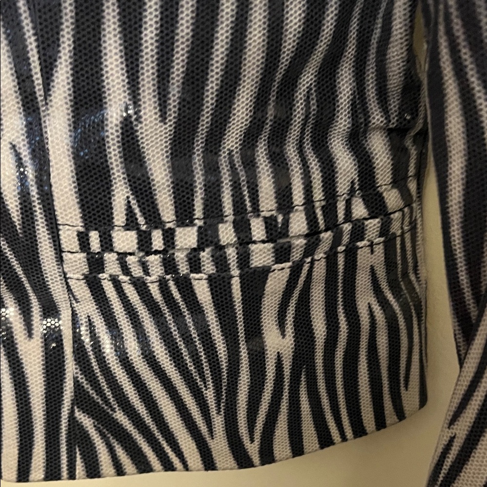 Zebra-Print real Leather Jacket - Black & White - Picture 4 of 5